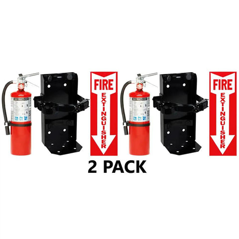 Tough As Nails 2 Pack 5 LB ABC Fire Extinguisher With Heavy Duty Wall Brackets And Bright Signage for safety gear.