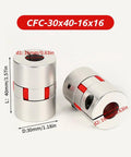 16mm To 16mm Plum Flexible Shaft Coupling Aluminum 30mm Diameter 40mm Length Beefy High Torque Motor Connector Spider Coupler With Vibration Damping For 3D Printers CNC Machines And Servo Stepper Motors in 30x40 size