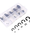 Snap Circlip Kit 120 Pcs Manganese Steel External Retaining Rings Set for machinery, automotive, and DIY repair with storage box