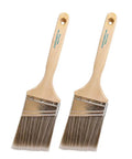 Two Pack 3 Inch Angle Paint Brushes With Durable Wooden Comfort Grip For Easy Control And A Thick Synthetic Filament