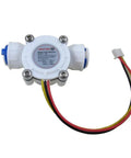 G Three Eighths Quick Connect Hall Effect Water Flow Sensor with wires attached, food grade, used for home RO systems and projects.