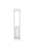 Premium Rock Solid Insulated Pet Door For Extreme Weather With Dual Pane Tempered Glass heavy duty white framed pet door.