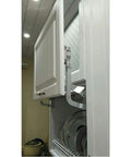 Vertical Lift Translational Pneumatic Hinge Set With Silent Soft Close Dampers For Cabinets, installed on white overhead cabinet door.