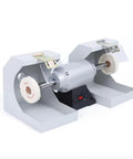 Hella Smooth Top Tier Bench Buffer Polisher featuring 550 Watt Motor and 3000 RPM speed with silver stand and polishing wheels.