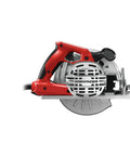 Tough As Nails 15 Amp Seven Quarter Inch Sidewinder Circular Saw With Left Blade Design showcasing side profile and magnesium construction.