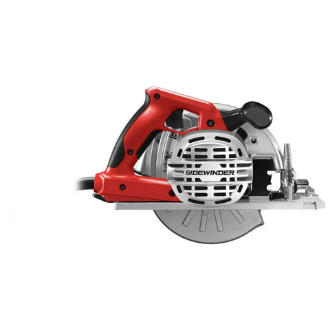 Tough As Nails 15 Amp Seven Quarter Inch Sidewinder Circular Saw With Left Blade Design showcasing side profile and magnesium construction.