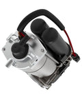 Heavy Duty Air Suspension Compressor Replacement For Tesla Model S And X 2016 Through 2021 viewed from above with electrical connectors.