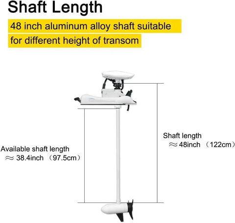 Heavy Duty Bow Mount Trolling Motor 24 Volt 80 Pound Thrust with 48 inch aluminum alloy shaft for various transom heights.