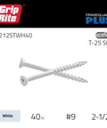 Ready To Rock And Build Like A Boss On Any Outdoor Project With These Premium Exterior Deck Screws Featuring Bugle Head Design And T25 Star Drive Coarse Thread Wood Screws 9 X 2 1/2 Inch 40 Count Pack Built Tough For Treated Lumber, white screws shown.