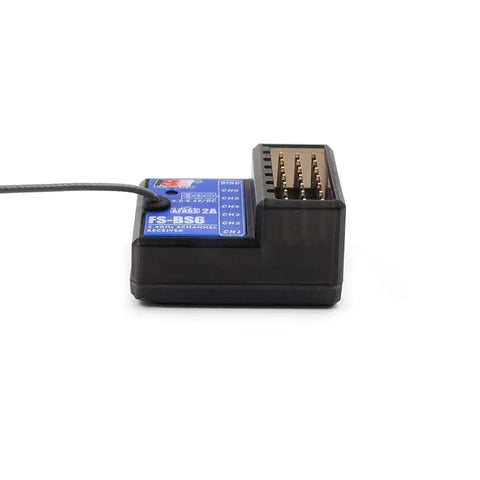 Flysky 6 Channel 2 4Ghz RC Receiver AFHDS2A With Built In Gyro For FS GT5 Transmitter, side view showing ports and cable