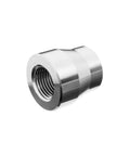 Rugged Aluminum Reducing Coupling Fitting 1/2 Inch To 1/4 Inch NPT Female Straight Connectors Class 150 showing shiny aluminum finish.