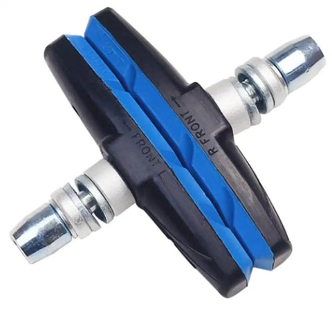 Dual Pack 4 Pcs V-Brake Pads 70mm Blue For MTB Mountain Bikes in a curved design with quiet no skid features
