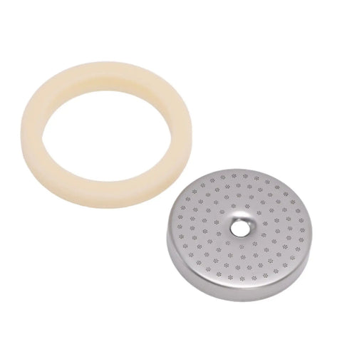 54mm Espresso Machine Shower Screen And Gasket Set For BES450 BES500 Top Notch Food Grade 304 Stainless Steel Dispersion Screen Silicone Seal Easy Replacement And Clean Brew Part, top view