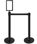 Retractable Belt Stanchions 3 Pack for Crowd Control Barriers With Ropes and Poles Black Six Point Six Feet Tall Durable Stainless Steel