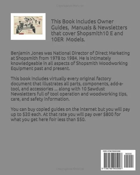Old School Power Tool Restoration Guide for the Shopsmith Magna Model 10 E/ER book cover showing owner guides and manuals.