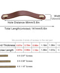 4 Pack Soft Genuine Leather Drawer Pulls Handles For Cabinets Wardrobes And Kitchen Closets 5.6 Inch Brown With Multiple Screws Included