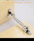 Premium Heavy Duty Stainless Steel Sliding Barn Door Latch With Secure Hook And Eye Lock Featuring Smooth Glide Mechanism And Rock Solid Build For Fences Sheds And Outdoor Security Gates on wooden door.