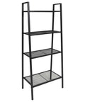 Industrial 4 Tier Metal Ladder Shelf For Books And Plants, Ladder Style Display Rack, metal shelving unit in black finish