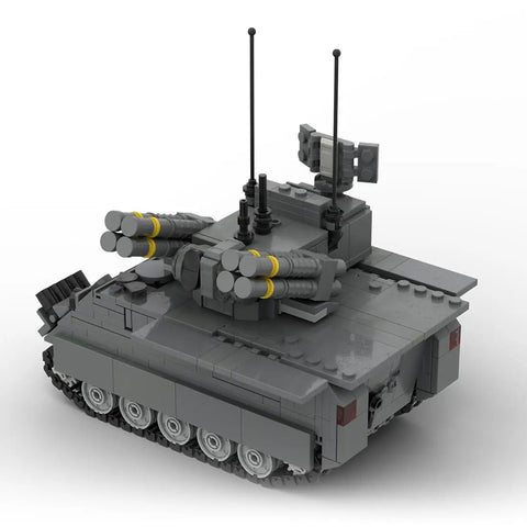 Kickass M113 Military Vehicle Building Blocks Set For Adults, 909 Piece Heavy Duty Construction Kit with missile array view.