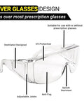 OTG Safety Glasses For Over Eyeglasses Pack Of 4 For Men And Women Anti Fog Dust Proof UV Protection ANSI Z87 1 Scratch Resistant