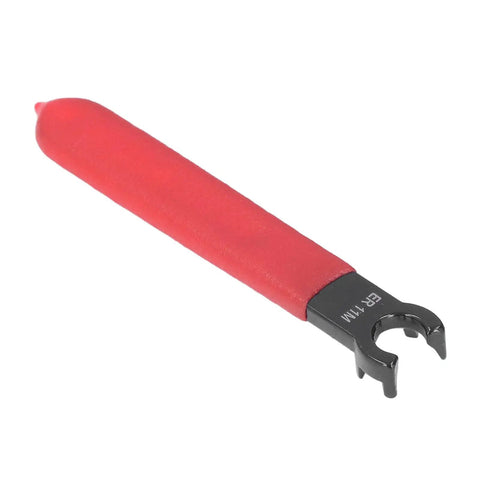 Get This Heavy Duty 40Cr CNC Milling Collet Chuck Holder With Super Stable Vibration Dampening For Precision Machining Tasks That Need Serious Grit And A Crisp 1-7 mm Clamping Range To Rock Any Machine Shop. Red tool with a black end, designed for precision machining.