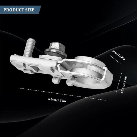 Rock Solid Galvanized Copper Battery Terminal Connector And Cable End With Locking Nuts and Top Post Positive Replacement Built Tight For Hyundai Genesis Kia Rigs side view showing size dimensions.