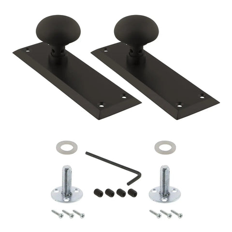 New York Style Door Knob With Plate Classic Round Knob And Long Back Plate For Interior Doors Premium Finish Options In Brass Satin Nickel And Oil Rubbed Bronze Elegant Vintage Hardware For Timeless Home Decor set with screws and fittings