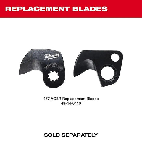 Heavy Duty Cordless Ratcheting Cable Cutter Kit Packs Serious Punch To Easily Rip Through 600 MCM Copper And 750 MCM Aluminum With Low Profile Jaws Built For Cramped Electrical Panels replacement blades displayed on a white background.
