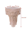 Four Pack Wooden Furniture Support Legs Replacement Feet for Sofa, Bed, Table, and Cabinet, right angle with floral design.