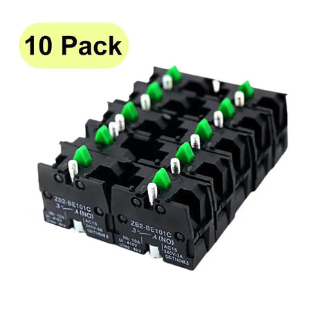 10 Pack Normally Open Contact Block Fits 22 Mm Industrial Push Buttons AC 15 Rated 240 Volt 3 Amp Screw Terminal Auxiliary Module