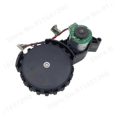 Left and Right Drive Wheel Set for Vacuum Robot STYTJ03ZHM, replacement wheel with motor attachment, black rubber material.