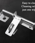 Heavy Duty Stainless Steel Sliding Door Bolt Gate Latch With Padlock Hole Works Both Ways For Left Right Swinging Doors, showing solid steel construction with easy clean design.