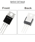 20 Pack IRLZ44N IRLZ44NPBF N-Channel MOSFET Transistors TO-220AB 55V 47A With Heatsinks And Hardware Includes Screws Washers For DIY Power Electronics Projects And Hobbies. front and back view of TO-220AB MOSFET transistor