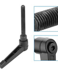 Four Pack M8 Male Thread Clamping Lever Handles Featuring Rock Solid Stainless Steel Construction With No Sweat Adjustment For Fast Machine Tweaks Black 70mm Finish, close-up of M8 lever with threaded stem.
