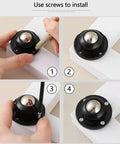 Installation guide for Self Adhesive Caster Wheels 0.8 Inch Low Profile Swivel 360 Degree Rotation with screws for furniture.