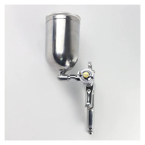 Pro Grade Mini Pneumatic Spray Gun Featuring Gravity Feed And 1.3 Mm Nozzle on a white background, showing its polished metal design.