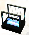 Dynamic Led Balls Desk Toy Newton Cradle Pendulum Set No Battery Required Black ABS Plastic Physics Inspired Home Office Decor