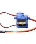 Close-up of blue 9g micro servo motor, part of Four Pack 9g Micro Servo Motors For Arduino Projects With Metal Gears.