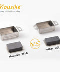 Comparison of Mousike 25Lb and other 20Lb cabinet magnetic door catches in stainless steel with labels and VS icon