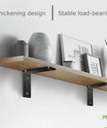 Legit Heavy Duty L Shape Shelf Brackets, Thickened Steel Wall Mount corner supports under wooden shelf with decor.