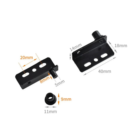 2 Pack Pivot Hinges Black Heavy Duty Concealed Shaft With Bushing dimensions labeled