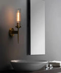 Slick Antique Brass One Light Bathroom Vanity Wall Sconce With Two Point Eight Inch Cylinder Ribbed Clear Glass Canopy E26 Compatible