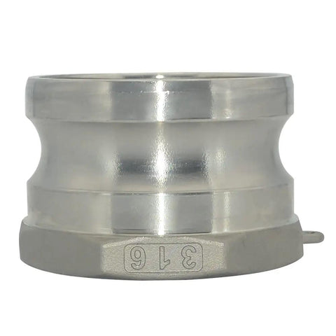 Female Pipe Threads 3 Inch Type A Trash Pump Adapter Male Camlock And Groove Hose Fitting Stainless Steel 316 For Vacuum Trucks Beefy Heavy Duty Suction And Discharge Line Assembly, front view