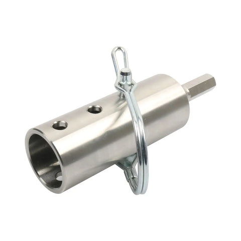 Beefy Heavy Duty Stainless Steel Trailer Hitch Adapter Link Fits One Inch Drive Shafts With No Sweat Quick Install Setup.
