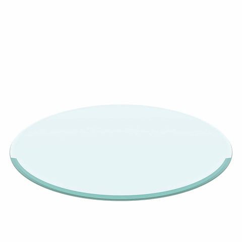 32 Inch Round Tempered Glass Lazy Susan Turntable Rock Solid Slick Beveled Edge Clear Tabletop Organizer with smooth surface