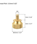 M3x6mm Brass Knurled Thumb Screws, detailed view showing dimensions and thread pitch for electronic fasteners.