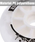 Close-up of a replacement inline skate wheel 90mm and 110mm 85A for outdoor and indoor use, polyurethane material detail.