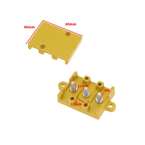 3 Pole High Current Electric Bicycle Motor Cable Connector Block Bakelite Insulated Wire Connection Box, 60x46 mm, open view
