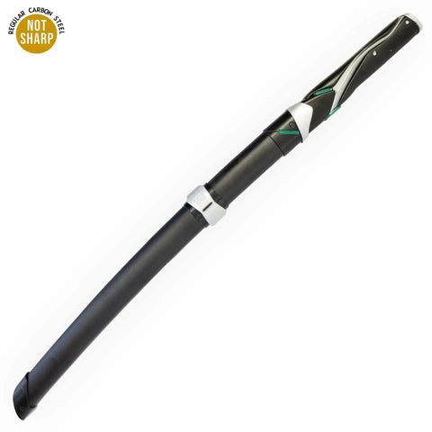 Genji Deflect Blade Replica Sword From Overwatch 54 Cm Carbon Steel With Scabbard Black Green Finish in sheath