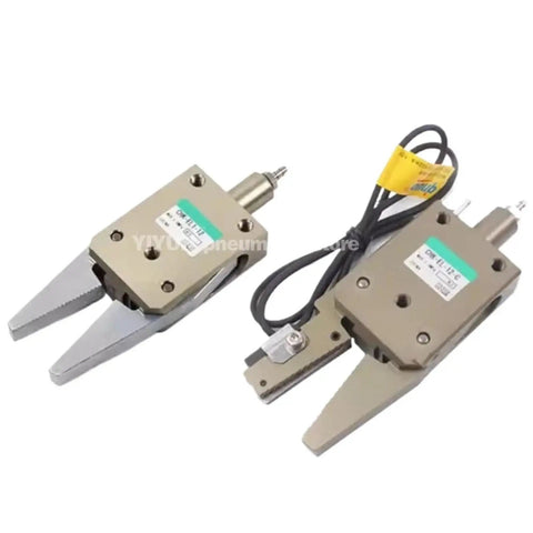 Heavy Duty Pneumatic Hold Down Clamp Manipulator Mini Fixture for Precision Machining and Milling Operations, showing two metallic clamps.
